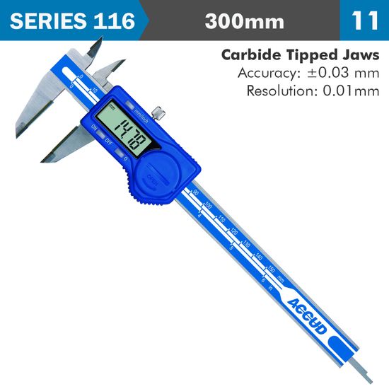 Dig. Caliper 300mm 0.03mm Acc. Tct Jaws S/steel 0.01mm Res.