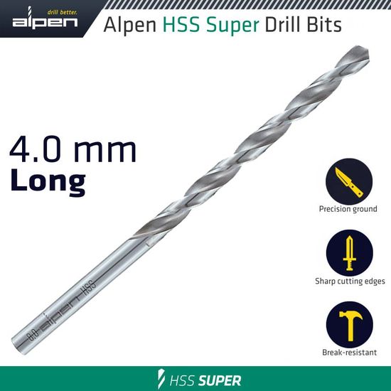 Hss Super Drill Bit Long 4 X 119mm Pouch