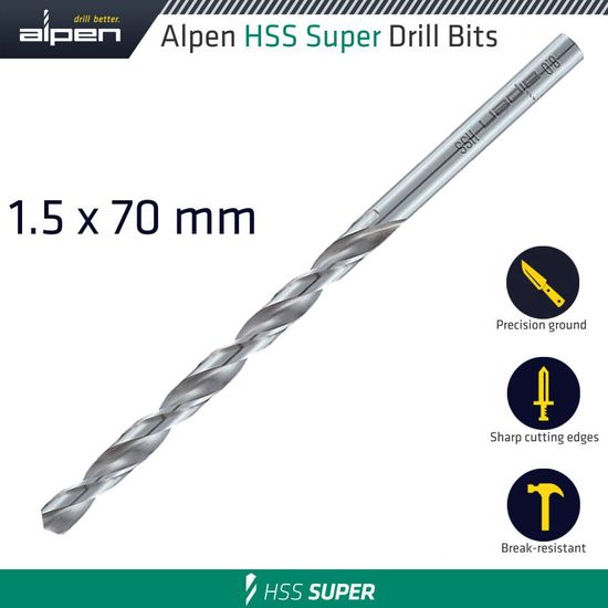Hss Drill Bit Long 1.5 X 70mm Bulk