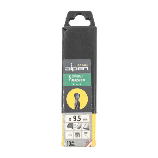 Hss Sprint Master 9.5mm 10-pack Hang Tag Din 338 ALPEN Drill Bits