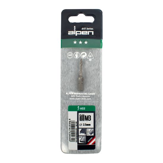 ALPEN Combination Tap Plw M3 1/4' Shank