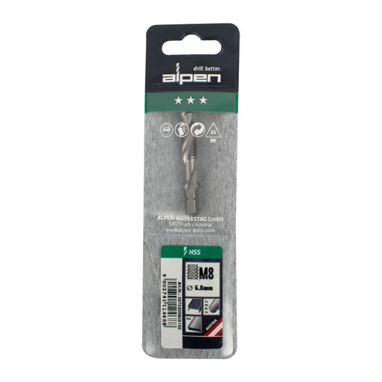 ALPEN Combination Tap Plw M8 1/4' Shank