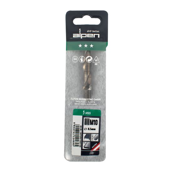ALPEN Combination Tap Plw M10 1/4' Shank