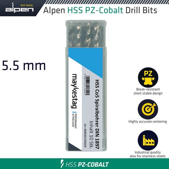 ALPEN Cobalt Drill Short Bulk 5.50mm