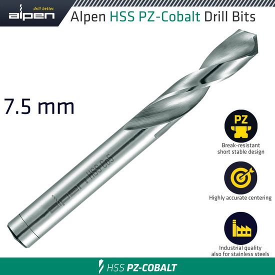 ALPEN Cobalt Drill Short Bulk 7.50mm