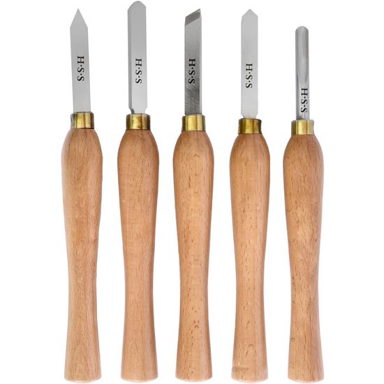 Chisel Set Wood Turning 270mm Hss 5 Piece Wood Case