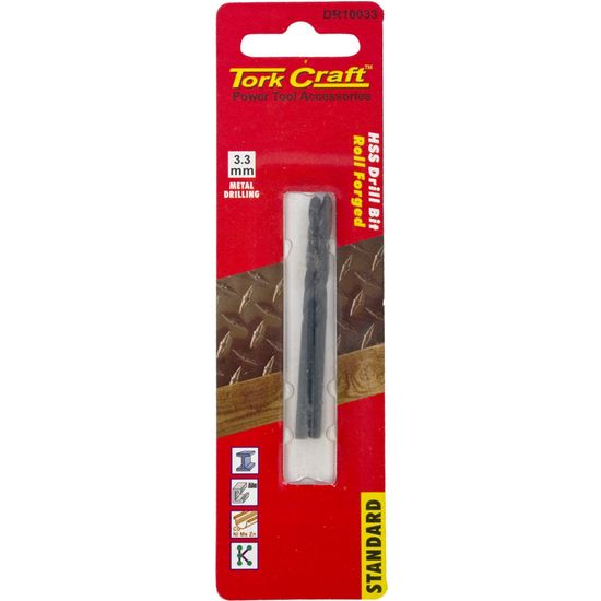 Drill Bit Hss Standard 3.3mm 2/card