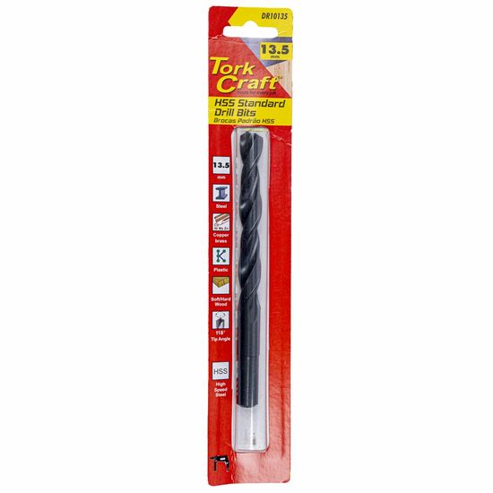 Drill Bit Hss Standard 13.5mm Reduced Shank 1/card
