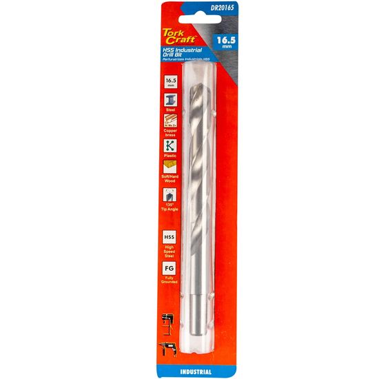 Drill Hss 16.5mm 135deg 1/card Reduced Shank Industrial Bit