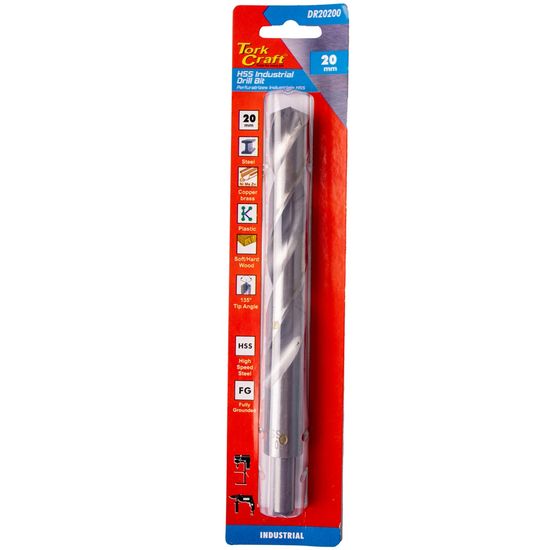Drill Hss 20.0mm 135deg 1/card Reduced Shank Industrial Bit