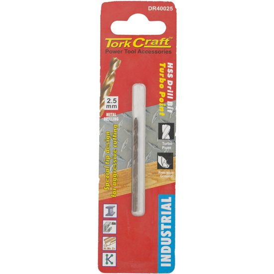 Drill Bit Hss Turbo Point 2.5mm 1/card