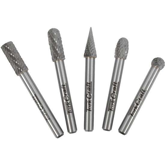Rotary Burr Set 5 Pc Asstd 8mm Dia Tungsten