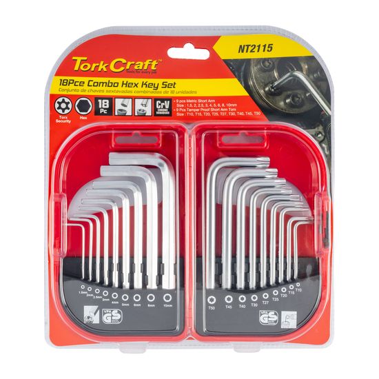 18pc Combo Hex Key Chrome Vanadium Set