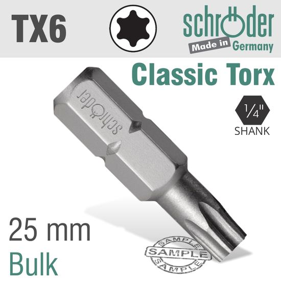 Torx Tx6 Classic Bit 25mm Bulk