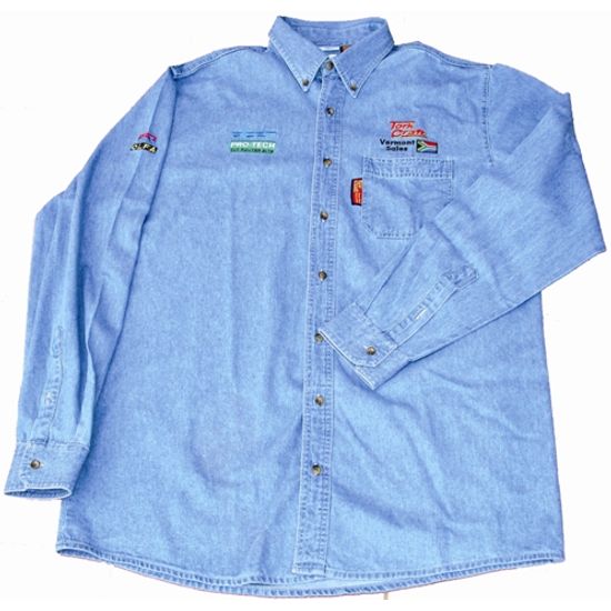 Vermont Mens Long Sleeved Denim Shirt Stone Washed Small