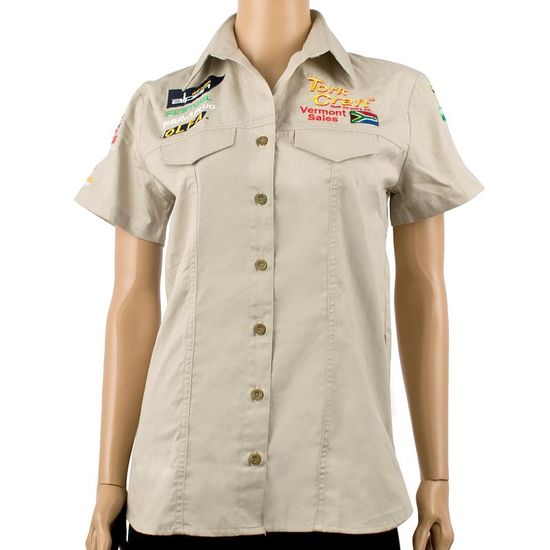 Vermont Ladies Pigeon Cap Sleeve Blouse Stone X-large