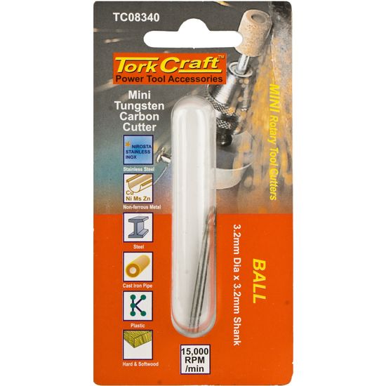 Mini Tungsten Carb. Cutter 2.4mm Ball 3.2mm Shank