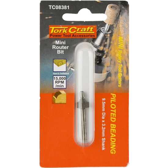 Mini Router Bit 9.5mm Piloted Beading 3.2mm Shank
