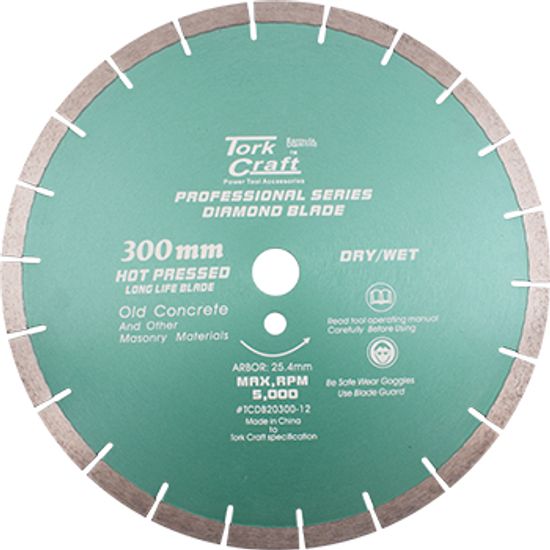 Diamond Blade 300 X 25.4mm Old Concrete Hot Pressed Segmented