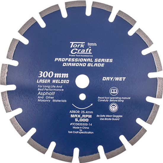 Diamond Blade 300 X 25.4mm Asphalt Laser Welded Segmented Tar