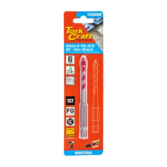 Glass & Tile Drill 6mm Hex Shank Industrial