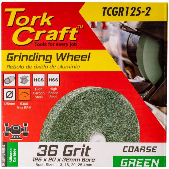 Grinding Wheel 125 X 20 X 32mm Bore Coarse 36g Green