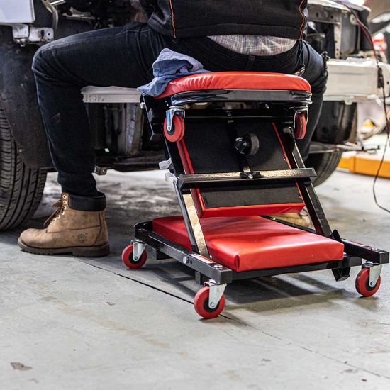 Mechanic Creeper/chair 2-in-1 Metal Frame Cushion 6 Wheel