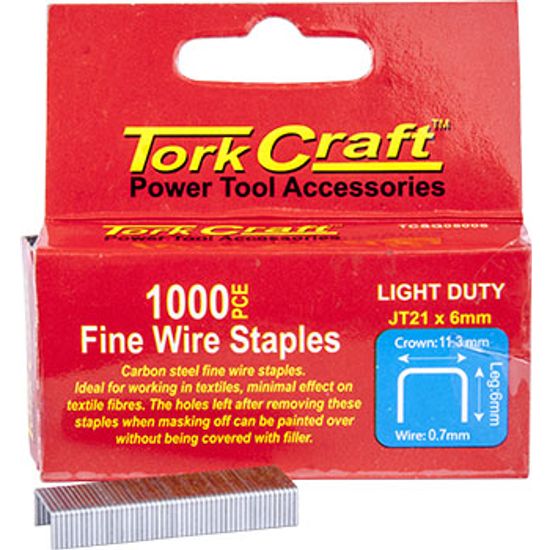 Flat Wire Staple 21g X 0.7mm X 6mm Jt21 1000pc C/steel For Tcsg0500