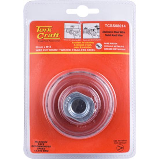 Wire Cup Brush 80 X M14 Knotted Stainless Steel Tcw