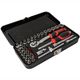 Socket & Ratchet Set 34pc 1/4' Dr Crv 4-14mm 12 Point Metal Case